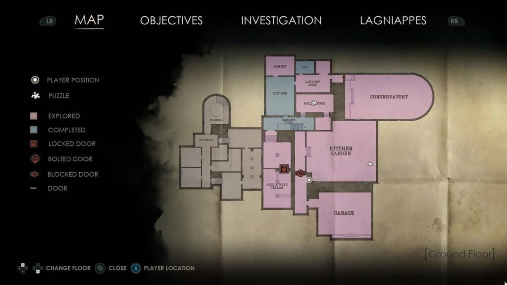 Map of Derceto Manor in Alone in the Dark (2024)