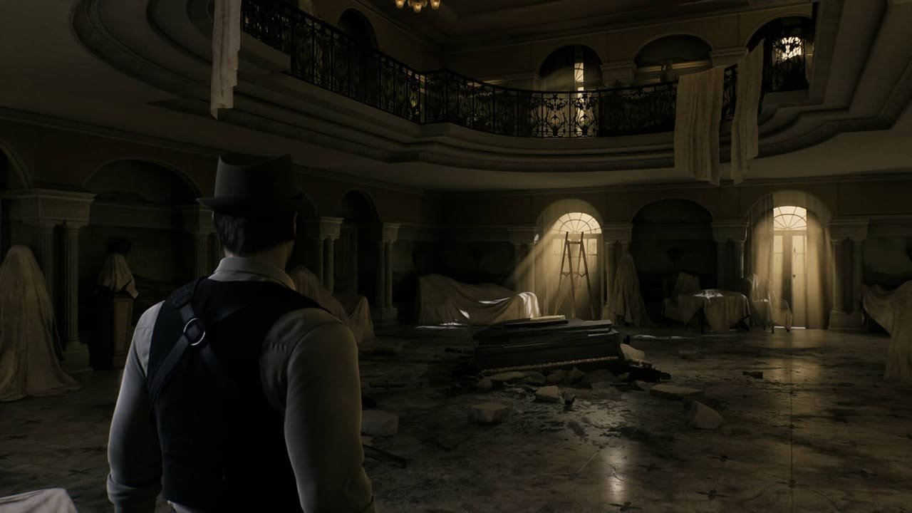 Carnby exploring Derceto Manor in Alone in the Dark (2024)
