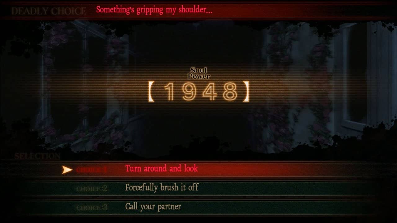 Death Mark Live or Die decision screen with soul power meter