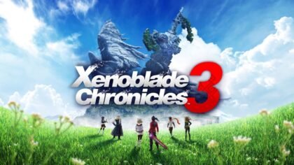 Xenoblade Chronicles 3 official cover art featuring main characters Noah and Mio in dynamic poses with a detailed fantasy background.