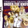 North American box art for Trauma Center: Under the Knife on Nintendo DS, featuring Dr. Derek Stiles with surgical tools and medical motifs.