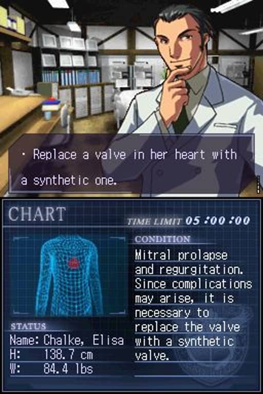 Doctor instructs Derek Stiles to replace a mitral valve with a synthetic one during surgery in Trauma Center: Under the Knife.