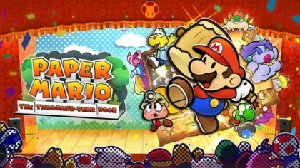 Paper Mario: The Thousand-Year Door Nintendo Switch box art featuring Mario and key characters in a colorful RPG setting.