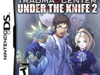 North American box art for Trauma Center: Under the Knife 2 featuring Derek Stiles and Naomi Kimishima.