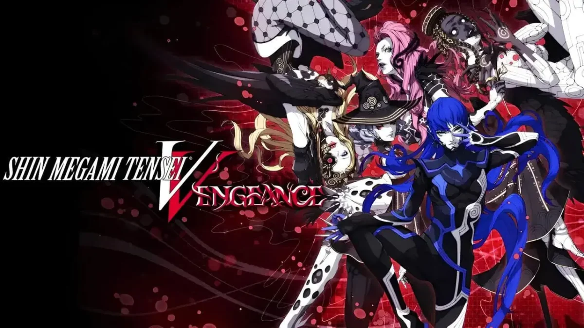 Shin Megami Tensei V: Vengeance cover art featuring Nahobino, Lilith, and her QadiĊĦtu legion against a dark, supernatural backdrop.
