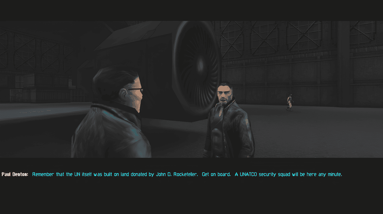 Paul Denton talks to JC Denton about UNATCO security squad in Deus Ex