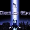 Deus Ex PC box art featuring the iconic cyberpunk cityscape and protagonist J.C. Denton