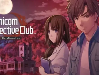 Key art for Famicom Detective Club: The Missing Heir showing the main characters and title logo