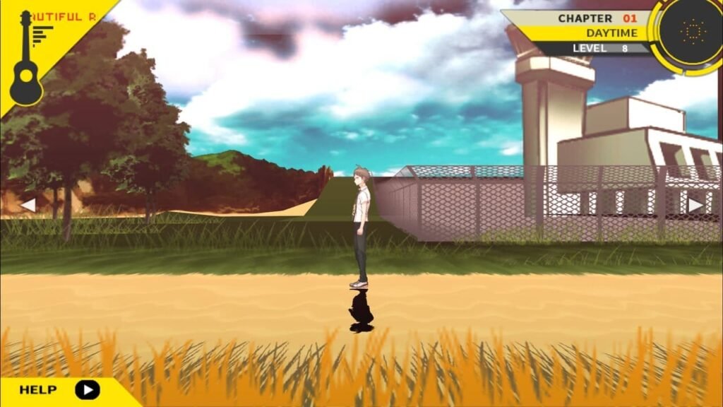 2.5D daytime exploration view from Chapter 1 in Danganronpa 2: Goodbye Despair.