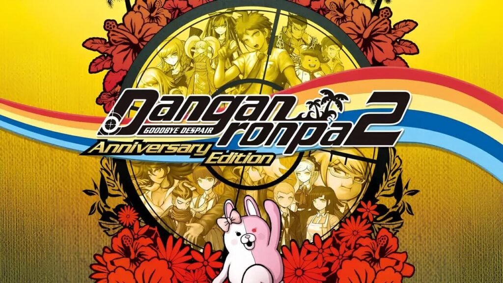 Official key art for Danganronpa 2: Goodbye Despair Anniversary Edition showing main characters in dynamic poses.