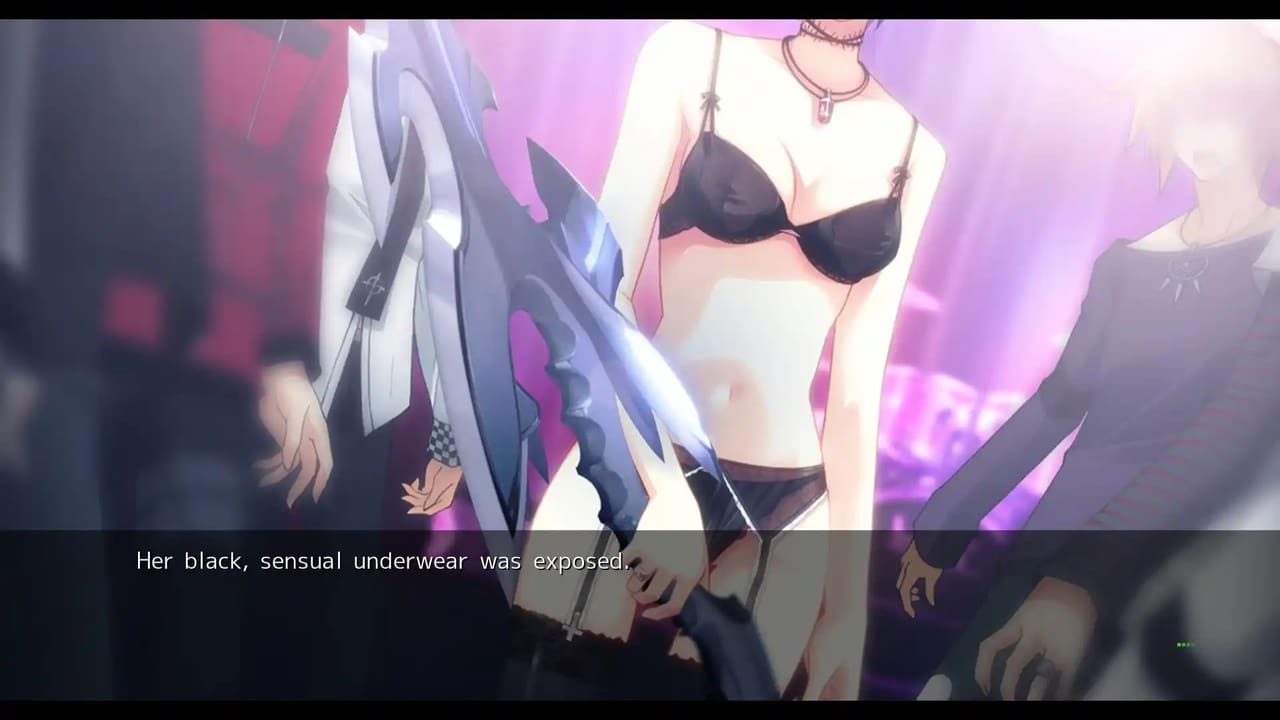 Fes appears in lingerie during a delusion while Taku monologues in Chaos;Head Noah.