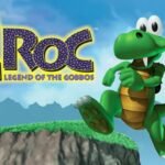 Croc Legend of the Gobbos gameplay image showing Croc jumping on platforms