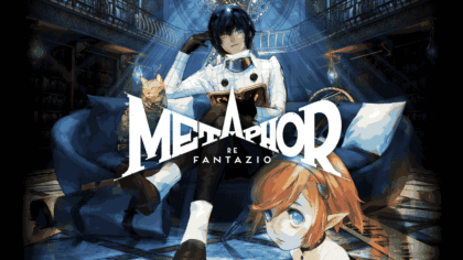 Metaphor: ReFantazio key art showing the protagonist seated in a fantasy interior alongside supporting characters