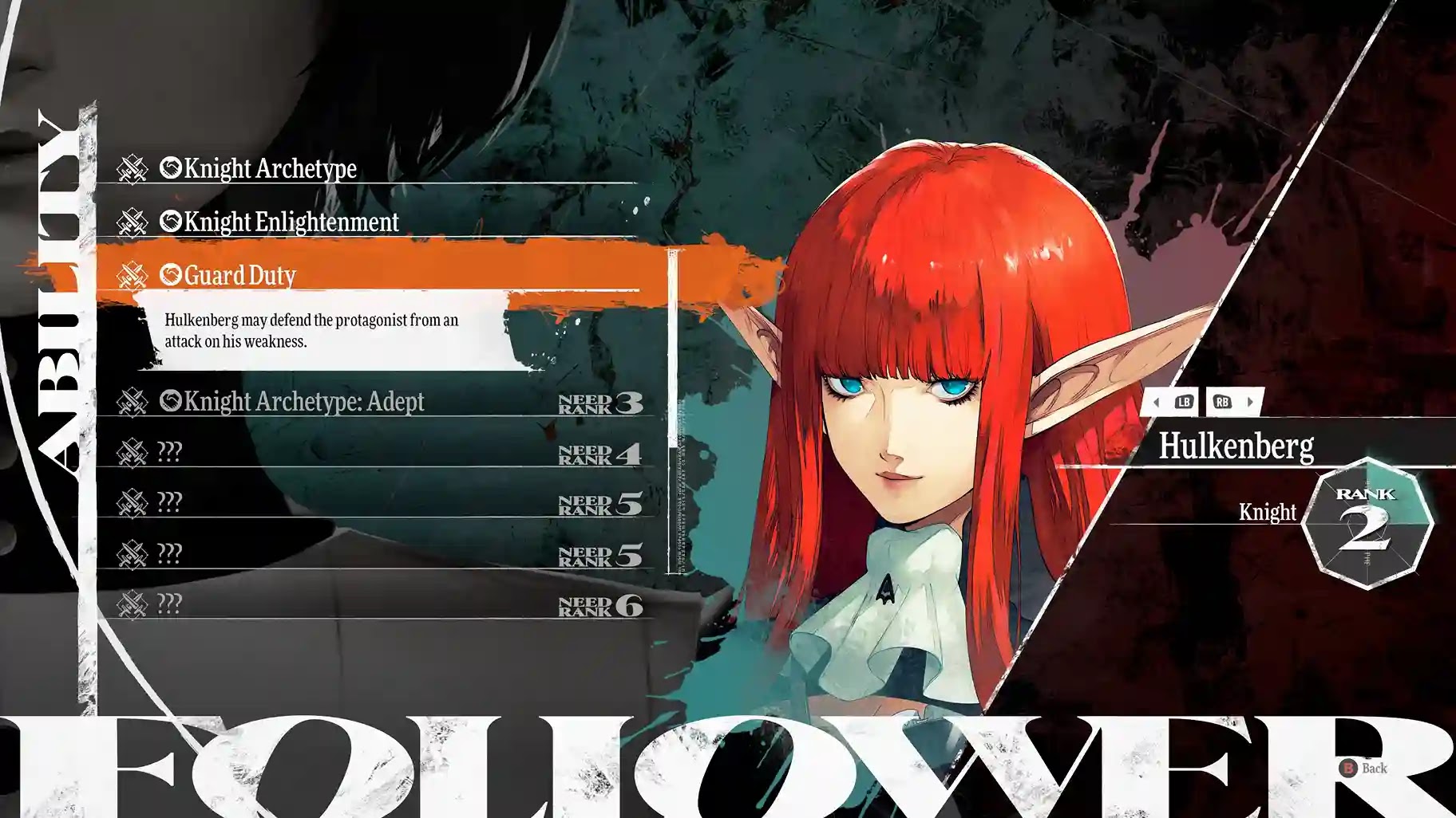 Screenshot showing Hulkenberg's abilities from Bond levels in Metaphor: ReFantazio.