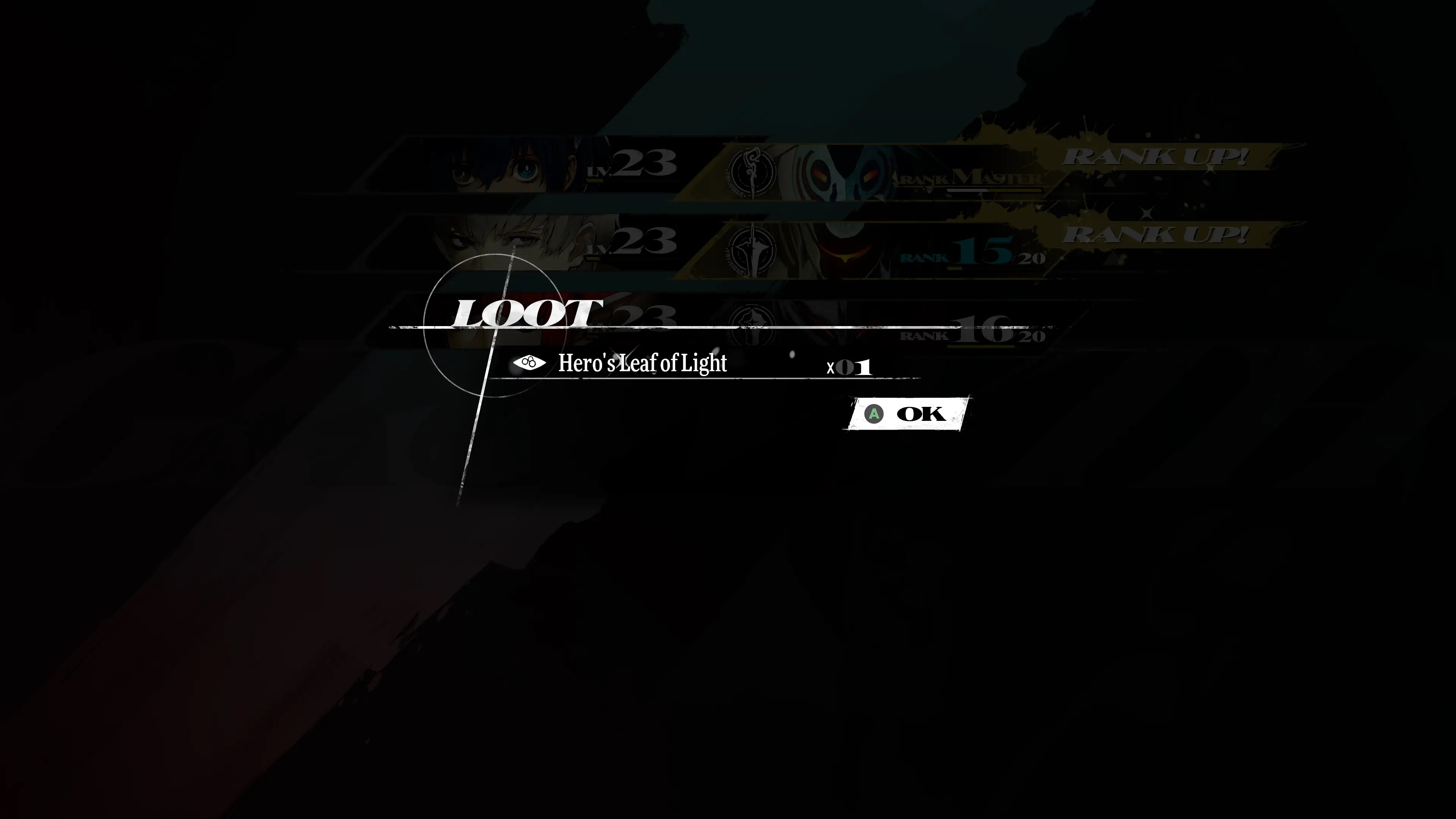 Screenshot of obtaining a Hero's Leaf of Light upon leveling up again after Master in Metaphor: ReFantazio.