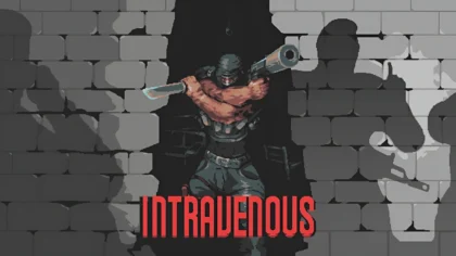 Intravenous game cover art featuring the protagonist in a shadowy environment with stealth-themed visuals.