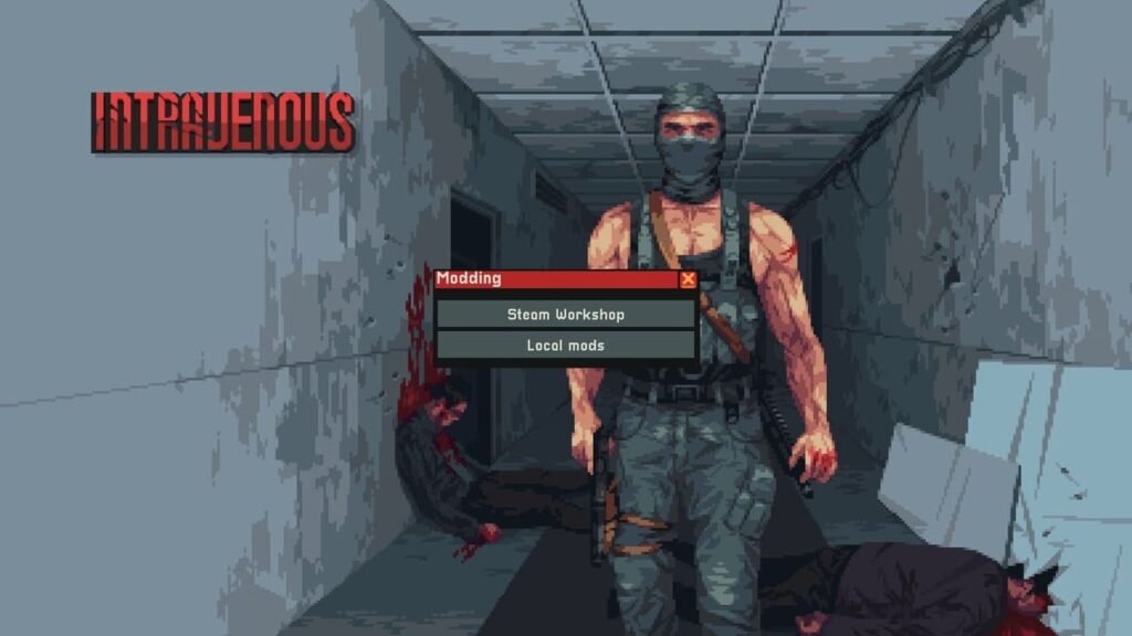 Intravenous modding screen showing Steam Workshop and Local Mods options