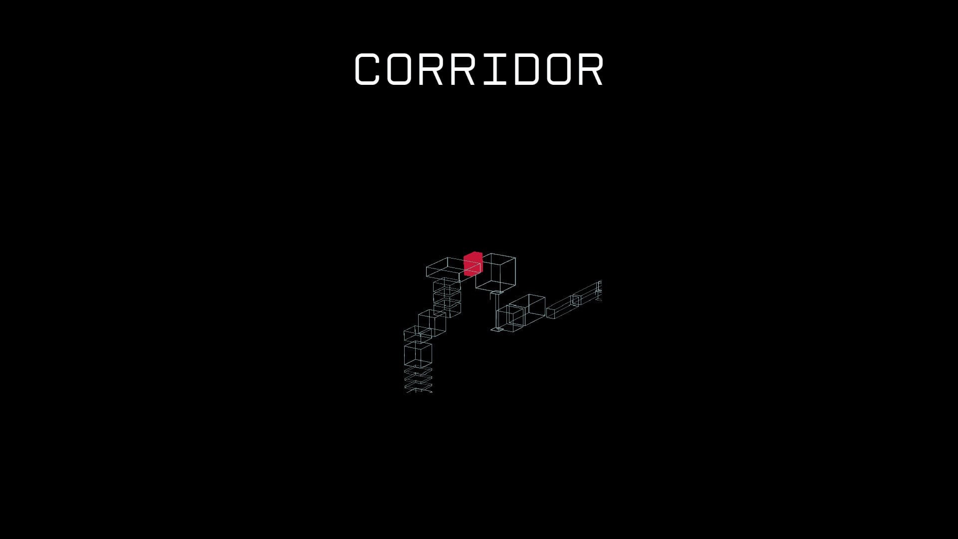 In-game map screen of Severed Steel showing the layout of the Corridor stage with paths and objectives highlighted.
