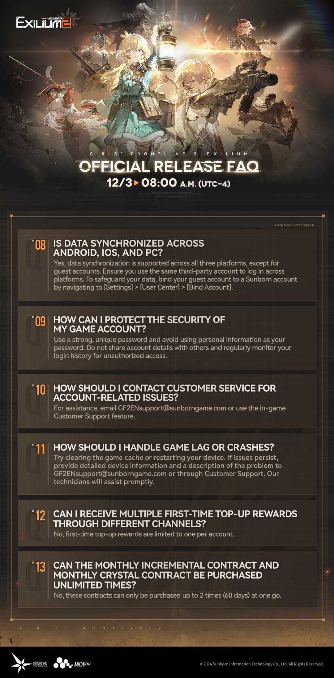 Girls’ Frontline 2 Exilium official release FAQ support and account info