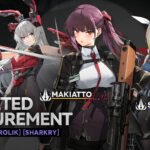 The official recruitment banner for Makiatto, Krolik, and Sharkry as featured in the Makiatto GFL2 guide.