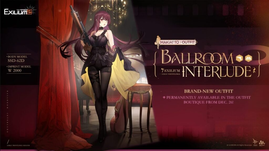 Makiatto Ballroom Interlude outfit artwork in Girls’ Frontline 2 Exilium
