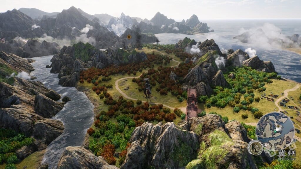 In-game screenshot from Dynasty Warriors: Origins showing the player exploring the Ji Province on the map.