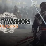 Nameless protagonist from Dynasty Warriors: Origins facing a vast enemy army, sword behind his back, with the game logo to the left.