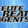 Elite Beat Agents game cover with a blue background and the title written in bold black font.