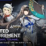 Girls’ Frontline 2 Exilium Targeted Procurement banner featuring Daiyan with Nagant and Colphne.