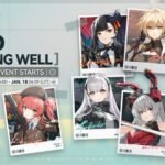 Elmo Wishing Well limited-time event artwork from Girls' Frontline 2 featuring multiple character portraits