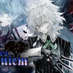 Koumajou Densetsu II cover art showing Sakuya with three knives, Remilia on the left, Reimu on the right, and the blue and white game logo.