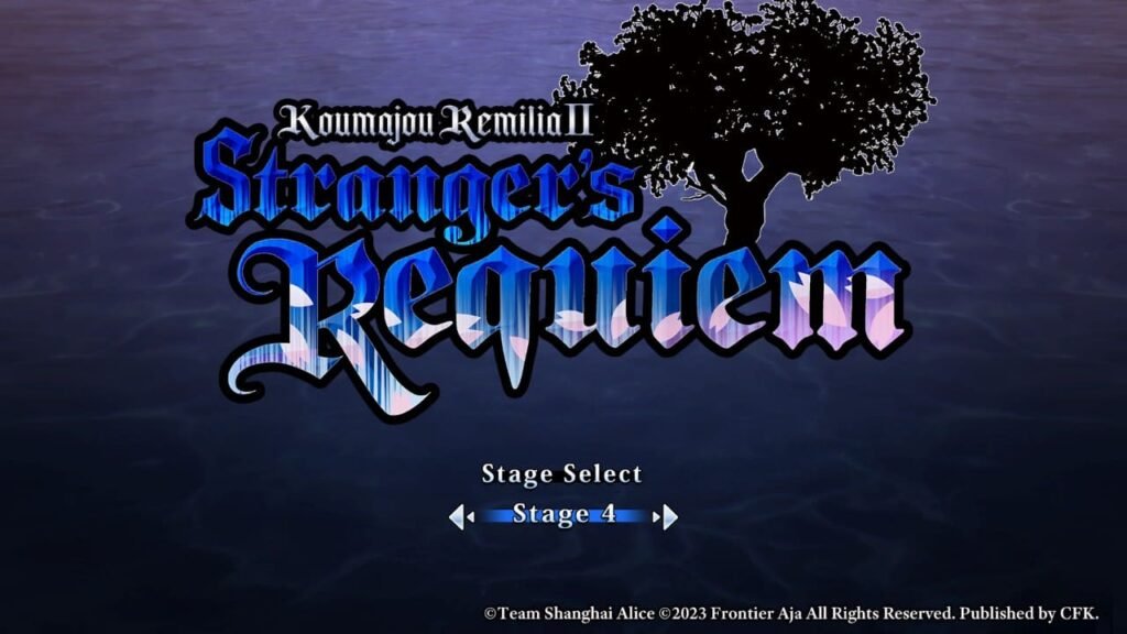 Stage select menu in Koumajou Densetsu II accessed through the Continue option