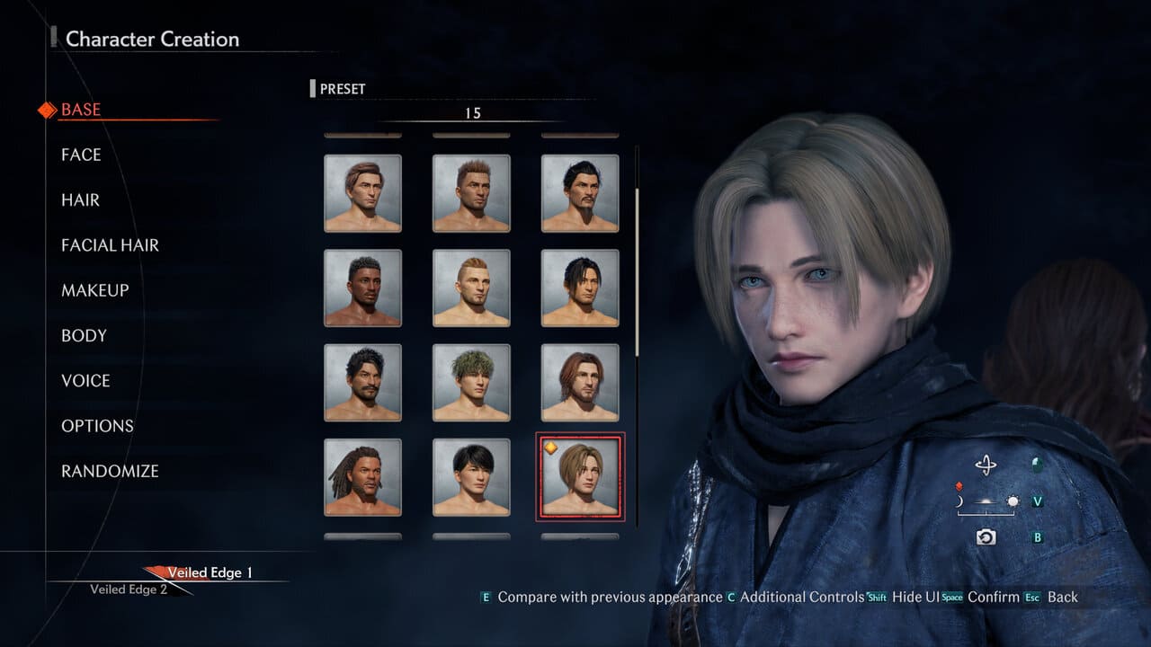 Character creation screen in Rise of the Ronin.