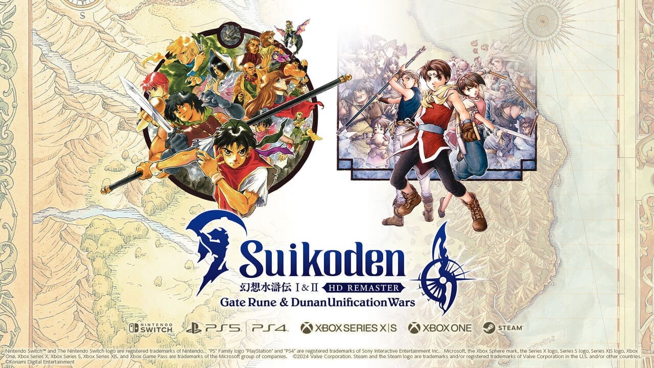 Suikoden I & II HD Remaster Gate Rune & Dunan Unification Wars cover art.