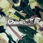Takaru and Serika lying in opposite directions with the Chaos;Child logo and the quote “If you are god, and the delusion becomes reality…”