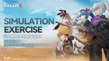 Girls’ Frontline 2: Exilium Simulation Practice limited-time event artwork featuring playable Dolls.