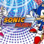 Featured image of Sonic Rush showing Blaze the Cat on the left, Sonic on the right, and the game title logo in the center with dynamic pink dots, blue rays, and a faint red ring.