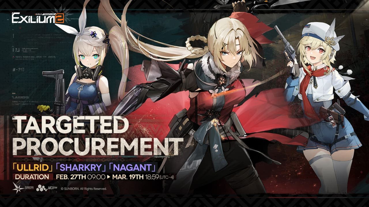 The Ullrid, Sharkry, and Nagant rerun procurement banner featured in the Centaureissi GFL2 guide