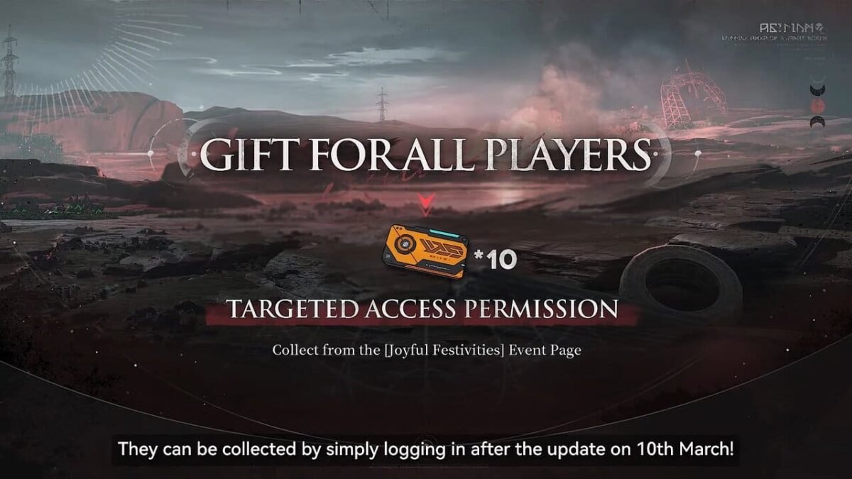 Girls' Frontline 2 gift for all players showing 10 Targeted Access Permissions reward