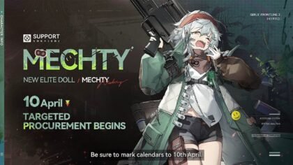 Official character intro for Mechty (G11) from our Mechty GFL2 guide showing her 404 squad origins.