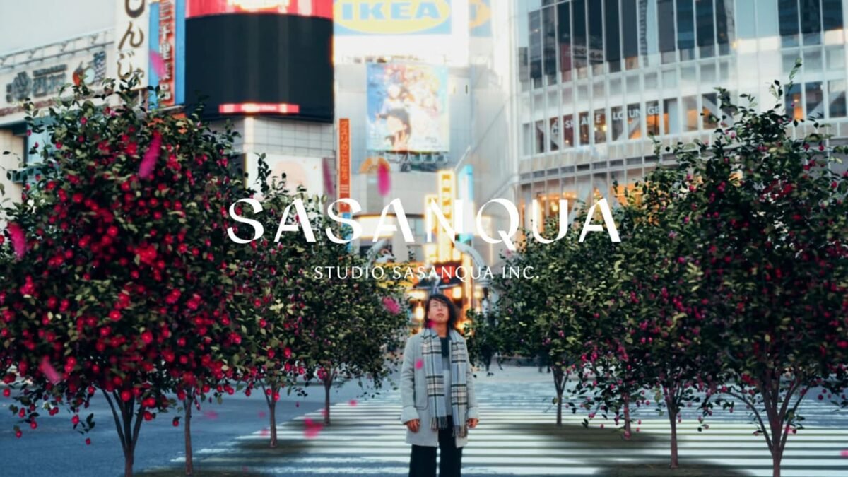 Studio Sasanqua branding over Tokyo city scene