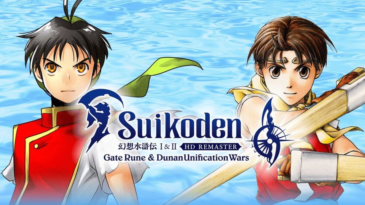 Key art for Suikoden I & II HD Remaster featuring the protagonists from both games.