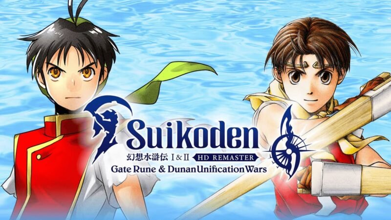 Key art for Suikoden I & II HD Remaster featuring the protagonists from both games.