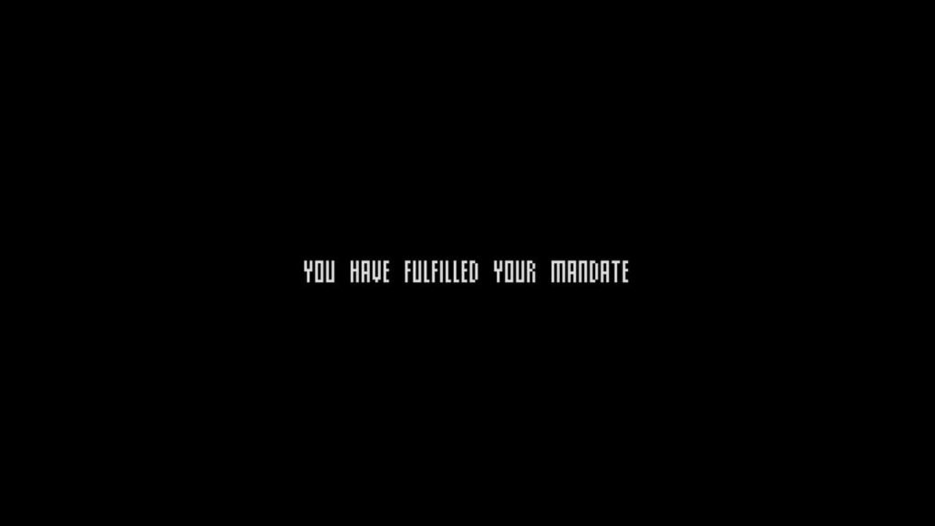 Completion screen in Beyond Citadel with white text on black reading “You have fulfilled your mandate.”