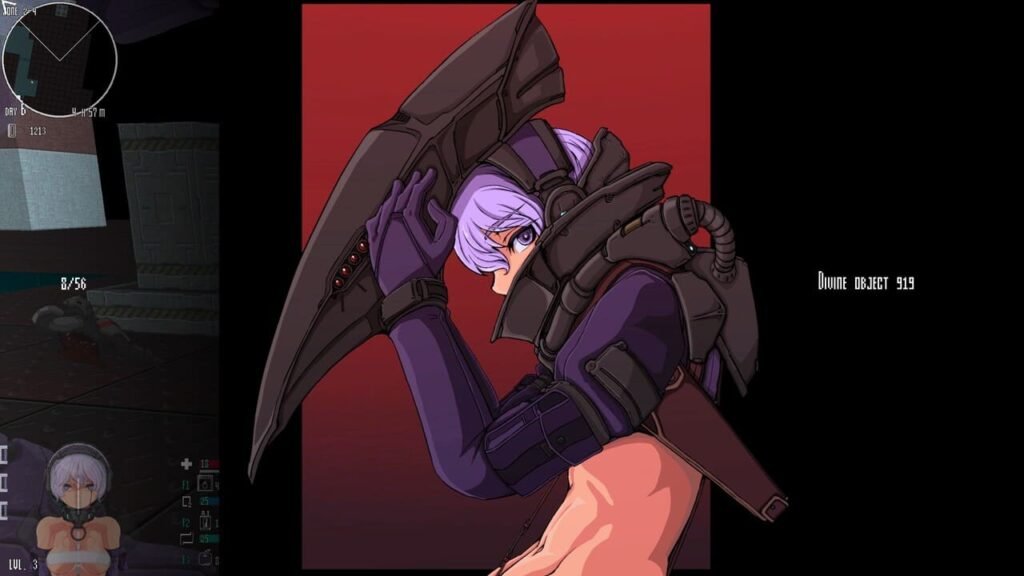 Hidden art collectible showing the Martyr in combat outfit putting on H.R. Giger-inspired helmet, Divine Object 919.