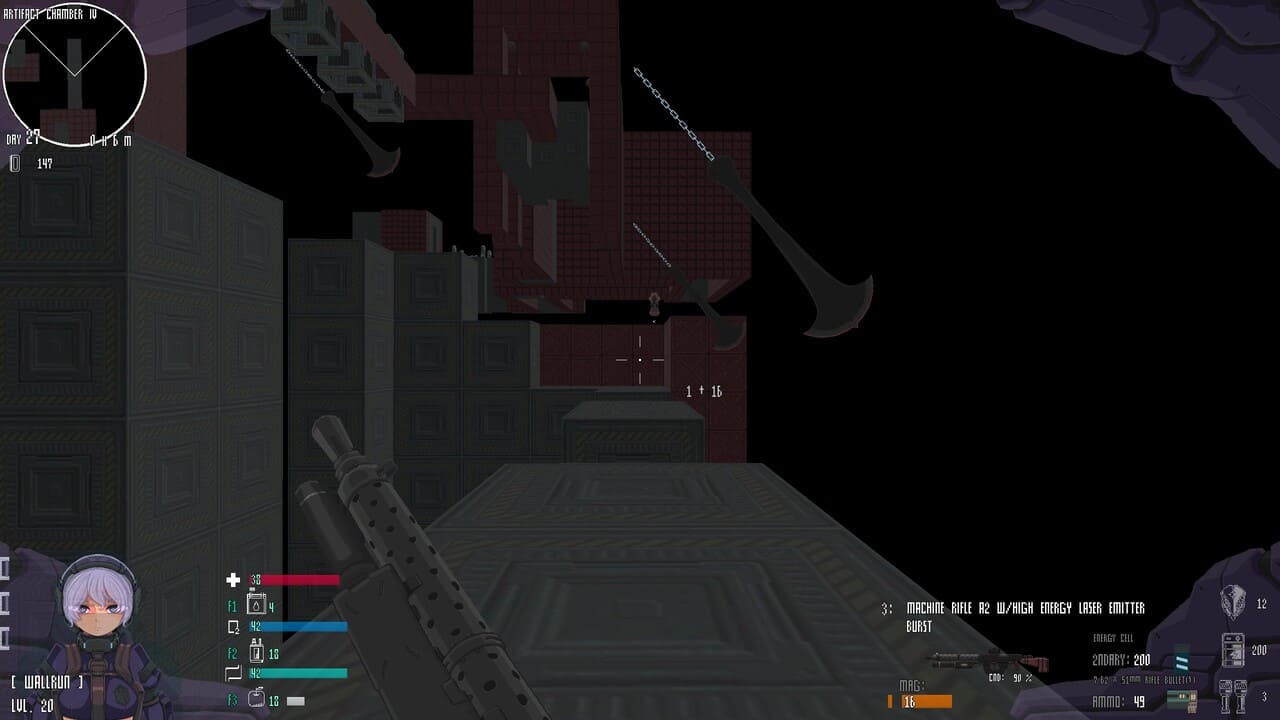 Swinging blades and platforming with Machine Rifle in Beyond Citadel.