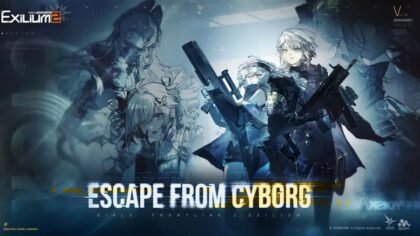 Event title screen for Escape from Cyborg featuring key characters.