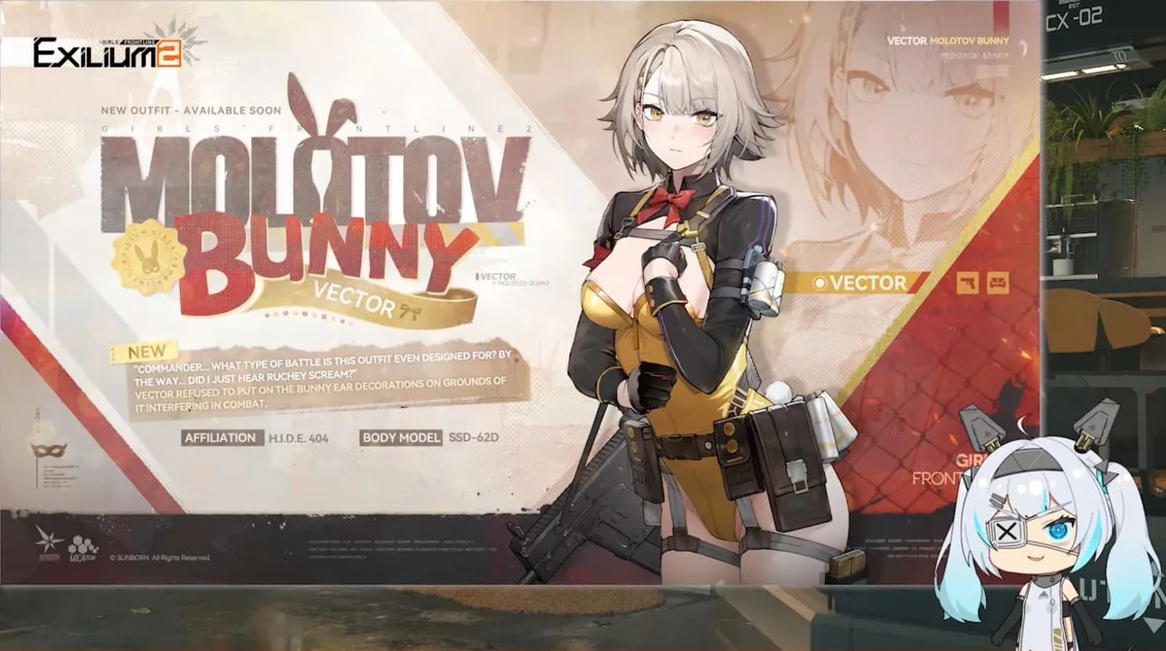 Vector in her bunny-themed outfit from the Glory Shop.