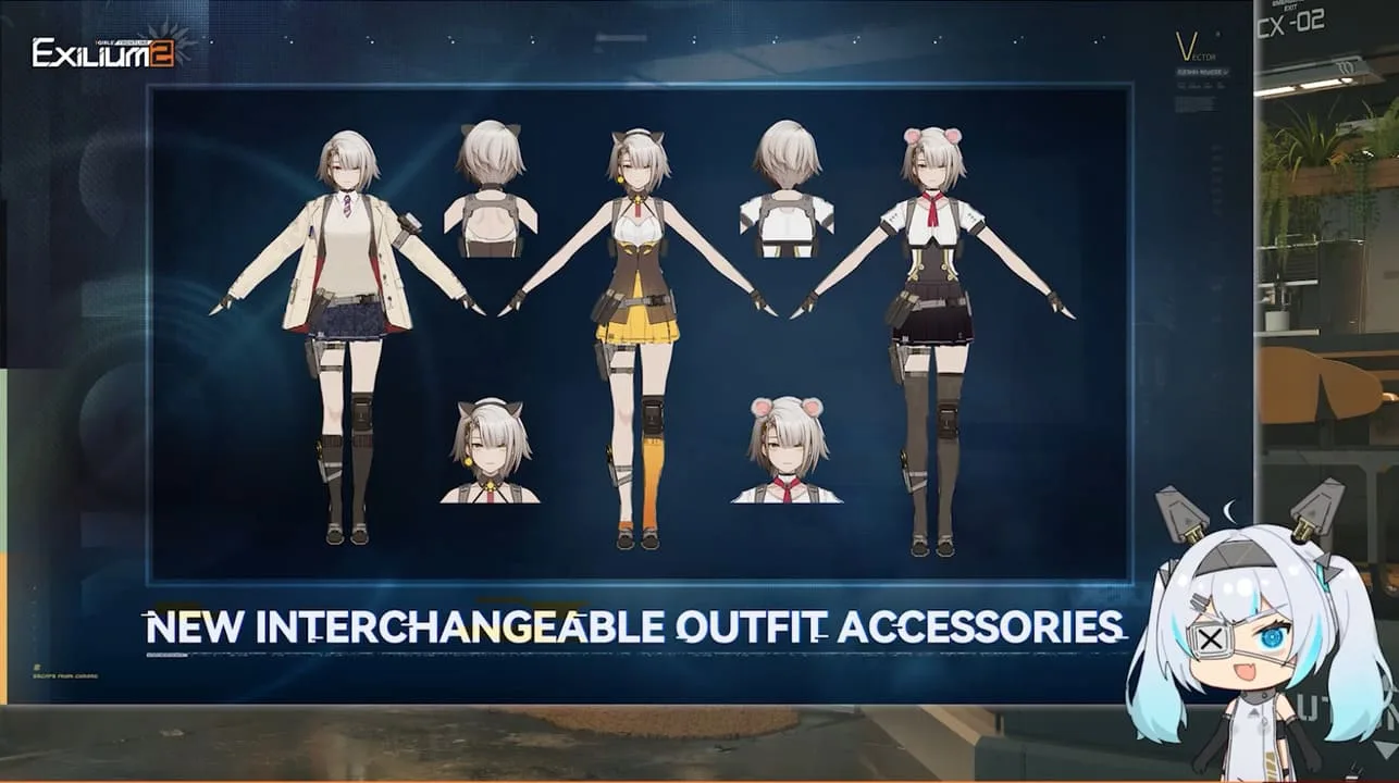 Detailed customization interface for Vector’s “Vivi Likes to Hide Her Molotovs” outfit.