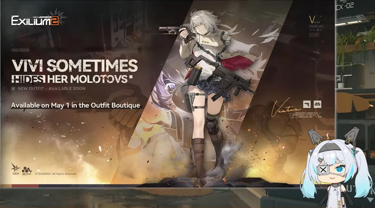 Vector in her customizable “Vivi Likes to Hide Her Molotovs” outfit.